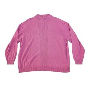 Dressbarn Mock Neck Sweater Women Plus Size 22/24 Pink Ribbed Knit Vintage